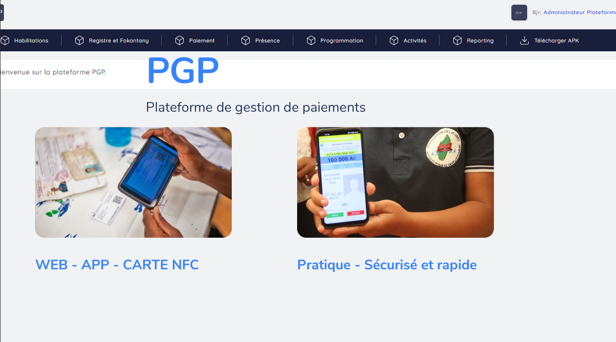 Interface de la plateforme FID